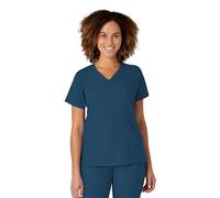 WonderWink 6455ACARILG W123 Women's Mock Wrap Top, Caribbean Blue, Standard-L Size