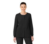 WonderWink 8155ABLACSM W123 Women's Crew Neck Warm Up Jacket, Black, Standard-S Size