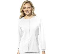 WonderWink 8155AWHITMD W123 Women's Crew Neck Warm Up Jacket, White, Standard-M Size
