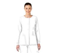 WonderWink 8155AWHITSM W123 Women's Crew Neck Warm Up Jacket, White, Standard-S Size