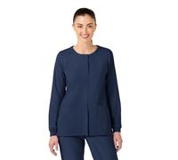WonderWink 8155XNAVY3X W123 Women's Crew Neck Warm Up Jacket, Navy, Extended-3X Size