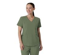 WonderWink Renew Women's V-Neck Scrub Top, Olive, Small