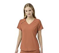 WonderWink Renew Women's Zip Accent Scrub Top, Clay, X-Small