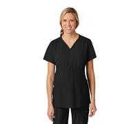 WonderWink Women's Maternity V-Neck Top Medical Scrubs, Black, S