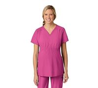 WonderWink Women's Maternity V-Neck Top Medical Scrubs, Hot Pink, L