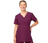 WonderWink Women's Maternity V-Neck Top Medical Scrubs, Wine, S