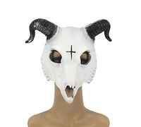 WonderWish Halloween Mask - Scary Masks for Funny Costume Fancy Dress, Devil Lucifer Horns Horror Realistic PU Mask, Creepy Cosplay Party