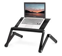 WonderWorker Nobel Ergonomic Folding Laptop Table, Adjustable Stand, Portable Desk, Bed Tray Cooling Pad, Black, Big Size