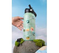 Wondery Official Fifty States Bucket List Travel Water Bottle with Waterproof Stickers and Straw | Sage 32 oz Engraved | Insulated Stainless Steel Vacuum Sealed | Leak Proof