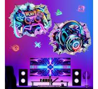 wondever 2 PCS 3D Game Wall Stickers Gamer Controller Video Gaming Joystick Peel and Stick Wall Art Decals for Boys Bedroom Kids Room Playroom