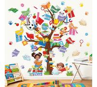 wondever Books Tree Wall Stickers Classroom Tree Inspirational Quotes Reading Corner Peel and Stick Wall Art Decals for Kids Room Elementary School Teacher Classroom