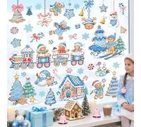 wondever Christmas Gingerbread Man Candy House Window Clings Cookie Candyland Peppermint Glass Sticker Decal Anti Collision Double-Side Static Window Decals for Home Xmas Holiday Party