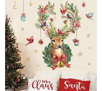 wondever Christmas Reindeer Wall Decals Elk Cardinal Bird Wall Stickers | Peel and Stick, Removable, Xmas Wall Art Decals, Wall Decoration, Kids Room, Bedroom Baby Nursery Playroom New Year Decor