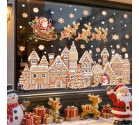 wondever Christmas Window Clings Decals Xmas Gingerbread Town Glass Sticker