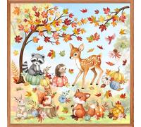 wondever Fall Woodland Animals Window Clings Autumn Tree Pumpkin Fox Squirrel Deer Glass Sticker Decal Anti Collision Double-Side Static Window Stickers for Home Glass Window