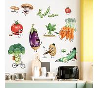 wondever Kitchen Wall Stickers Vegetables Fruits Peel and Stick Wall Art Decals for Kitchen Cupboard Fridge