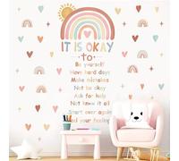 wondever Reading Corner Boho Rainbow Wall Decals Kids Inspirational Quotes It is Okay to Be Yourself Peel and Stick Wall Art Stickers for Classroom Reading Room Baby Nursery