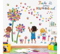 wondever Reading Corner Dandelion Wall Stickers Kids Handprint Inspirational Motivational Quotes Peel and Stick Wall Art Decals for School Classroom Kids Room