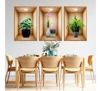 WondFans Thebritisahs Plant And Flower 3D Effect Simulation Wall Painting (D (3PCS), 40X60CM(15.7 * 23.6IN), 3D Effect Simulation Wall Painting)