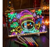 Wondiko LED Children's Drawing Light Tablet, Message with 7 Colours Pen, Creative Gift Idea for Teenage Girls, Develops Imagination and Fine Motor Skills (White, 20 x 20 cm)