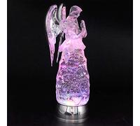 Wondise Color Changing Angel Lighted Snow Globe Water Lamp with 6 Hour Timer, 11 Inches LED Angel Lights Battery Operated Swirling Glitter Christmas Home Decor(Angel Praying Figurine)