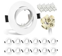 Wondlumi 12x Recessed Ceiling Lights Mounting Frame Round White Frame Downlights for Ceiling 30° Tilt Swivel Spotlight Fitting incl. GU10 Socket, Recessed Lighting