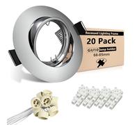 Wondlumi 20X Modern GU10 Downlights for Ceilings 360° Tilt Recessed Ceiling Lights Round Polished Chrome Finish Mounting Frame, Outer Diameter: 90mm, Cut-Out Hole Size: 68-80 mm, No Bulbs