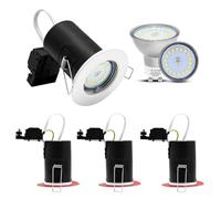 Wondlumi 4X Fire Rated LED Downlights, White IP20 Recessed Ceiling Lights, LED Spotlights 240V for Bedroom, Living Room, Incl. 5W GU10 Bulbs Cool White