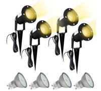 Wondlumi 4X Garden Spike Lights, Upgraded GU10 Garden Spot Light Mains Powered Landscape Spotlights IP65 Waterproof Outdoor Uplights for Pathway, Incl. 5W LED Bulbs Warm White