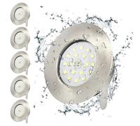 Wondlumi 6X 5W LED Downlights Ceiling Ultra Slim Recessed Ceiling Lights | IP44 Round Brushed Chrome Spotlights Cool White 6000K 240V for Bathroom Kitchen Bedroom