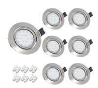 Wondlumi 6x 5W Recessed Ceiling Lights Ultra Slim Spotlight LED Downlights for Ceiling Brushed Chrome Down Light Cool White 240V, Cutout Ø65-80mm