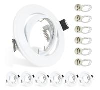 Wondlumi 6X GU10 Downlights for Ceiling Round Matt White Mounting Frame for Recessed Ceiling Lights 360° Tilt Swivel GU10 Spotlight Fittings with Lamp Holders, Cutout: 68-85mm, No Bulbs