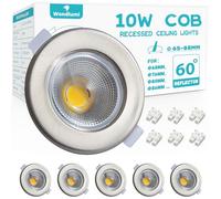 Wondlumi 6X LED Recessed Ceiling Lights, 10W 850lm Cool White 5000K Spotlights Ultra Slim LED Downlights for Ceiling, Brushed Chrome Spot Lights for Bedroom, Living Room, Kitchen