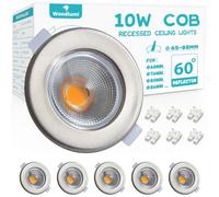 Wondlumi 6X LED Recessed Ceiling Lights, 10W 850lm Warm White 3000K Spotlights Ultra Slim LED Downlights for Ceiling, Brushed Chrome Spot Lights for Bedroom, Living Room, Kitchen