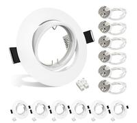 Wondlumi 6X Modern GU5.3 12V Downlights Fitting Round Matt White Finish Mounting Frame for Recessed Ceiling Lights 360° Tilt Swivel Spotlight with GU5.3 Lampholders, Cutout Ø68-80mm, No Bulbs