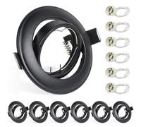 Wondlumi 6X Recessed Ceiling Lights Metal Mounting Frame Round Matt Black Downlights for Ceiling 360° Tilt Swivel Down Lights Fittings 240V incl. GU10 Socket, Cutout Hole: 68-85mm, No Bulbs