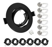 Wondlumi 6X Recessed Ceiling Lights Round GU5.3 12V Downlights for Ceiling Mounting Frame Matt Black 360° Tilt Swivel GU5.3 Downlight Fitting, Outer Diameter: 90mm, Cutout Ø68-80mm, No Bulbs