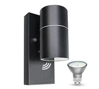Wondlumi Dusk Till Dawn Sensor Outdoor Wall Lights Mains Powered 240V Outside Light IP44 Waterproof Exterior Lamp for Porch, Front Door, Incl. 1x 5W GU10 Bulbs Warm White