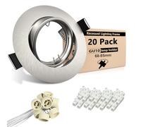 Wondlumi Recessed Ceiling Light Fittings Round Brushed Chrome Frame for Spot Lights 30° Tilt Adjustable Downlight with GU10 Lamp Holder 20 Pack