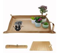 WondMall Leather Plant Repotting Mat Waterproof Transplanting Mat Indoor Succulent Potting Portable Gardening Mat, 30" X 18" Thickened Foldable Plant Potting Tray and Mess Control mat