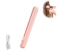 Wondolla Curling Iron, Mini Dual-Purpose Ceramic Curling Iron, Ceramic Mini Hair Curler, 2-in-1 Portable Curlings Wand and Flat Irons, for All Hair Types, Home Travel (Pink)
