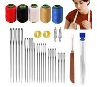 Wondolla Sewing Kit, Indefinitey Big Eye Steel Needles, Embroidery Tool Kit with 25 Steel Needles, Needle Threaders, Threads, Thimbles, Needles Thread Hand Repair Tool for Clothes, DIY Craft (1Set)
