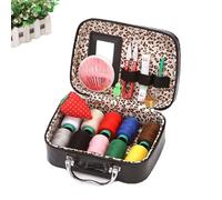 Wondolla Sewing Kit, Portable Sewing Kit in Faux Leather Case, Big Eye Steel Stitchery Needles Set with Thread, Stainless Steel Needles for Hand Stitchery, Travel Essentials Needle Point Set. (#A)