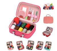 Wondolla Sewing Kit,Portable Sewing Kit in Faux Leather Case,Portable DIY Hand Made Craft Set,Big Eye Stainless Steel Needles Hand Sewing Kit for Handicraft Lovers (Rose)