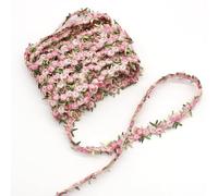 Wondora 90 cm Flower Lace Trim Embroidered Rose, Rose Flower Sewing Lace, Embroidery Applique for Wedding Dress Floral Lace, DIY Crafts Sewing Polyester for Wedding Decor Bridal Supplies (Pink)