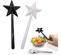 Wondora Pack of 2 Star Pepper Seasoned Wand Salt and Pepper Shakers, Refillable Wand Salt and Pepper Shakers, Magic Wand Spice Shaker for The Kitchen (Black - White)