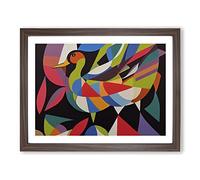 Wondrous Abstract Duck Framed Print | A2 Walnut Framed Wall Art | Ready to Hang | Abstract Animal Picture | Living Room Bedroom Lounge Office