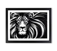 Wondrous Lion Abstract Framed Print | A2 Black Framed Wall Art | Ready to Hang | Abstract Animal Picture | Living Room Bedroom Lounge Office