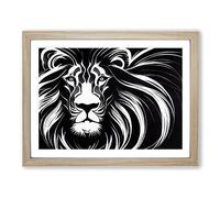 Wondrous Lion Abstract Framed Print | A2 Oak Framed Wall Art | Ready to Hang | Abstract Animal Picture | Living Room Bedroom Lounge Office
