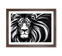Wondrous Lion Abstract Framed Print | A3 Walnut Framed Wall Art | Ready to Hang | Abstract Animal Picture | Living Room Bedroom Lounge Office